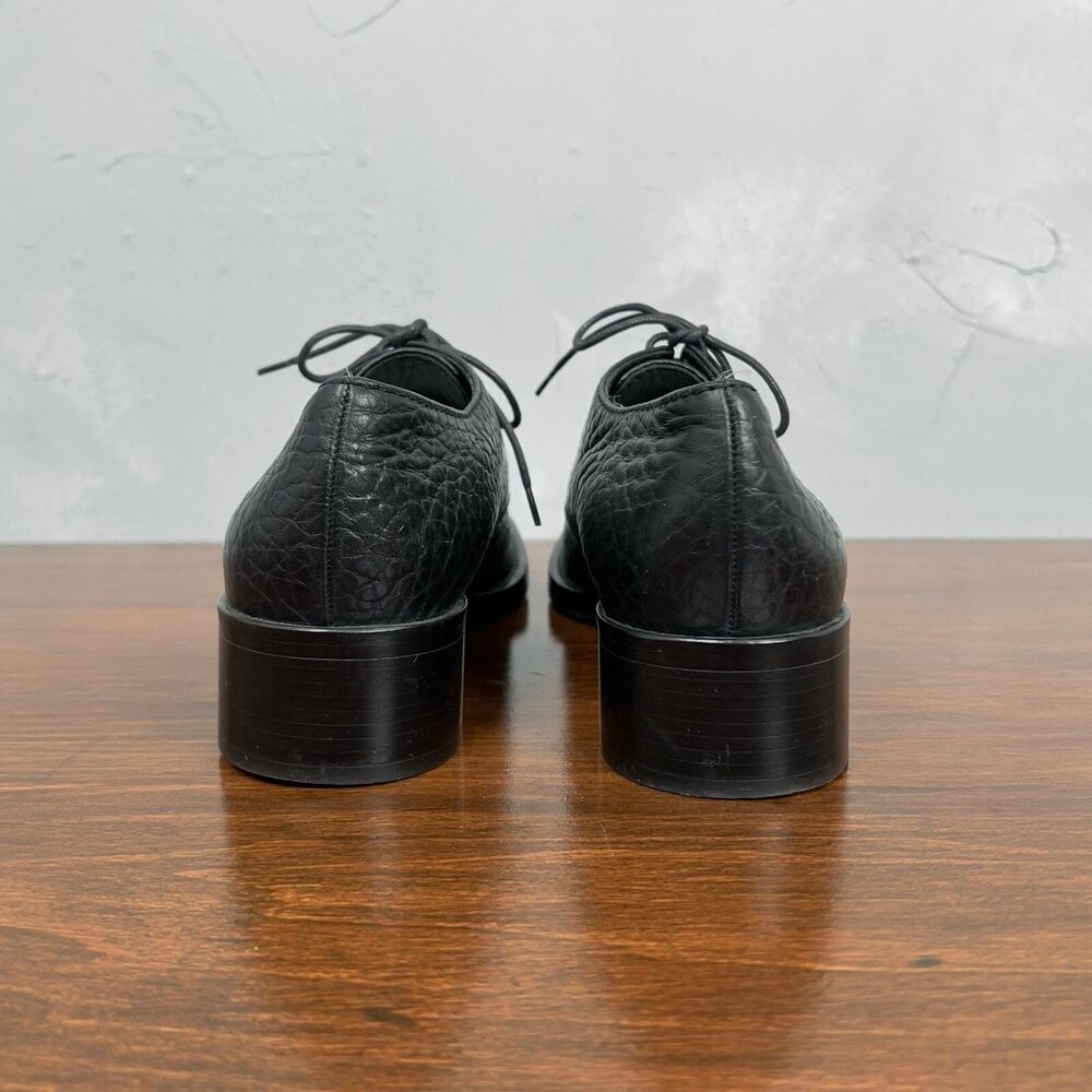 Prada Block Heel Lace Up Derby in Black Textured Leather Sz. 39.5, US 9.5 - Picture 8 of 9